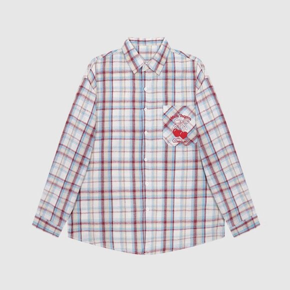 B.Sure Cherry Bow Pocket Shirt - Picture 1 of 4